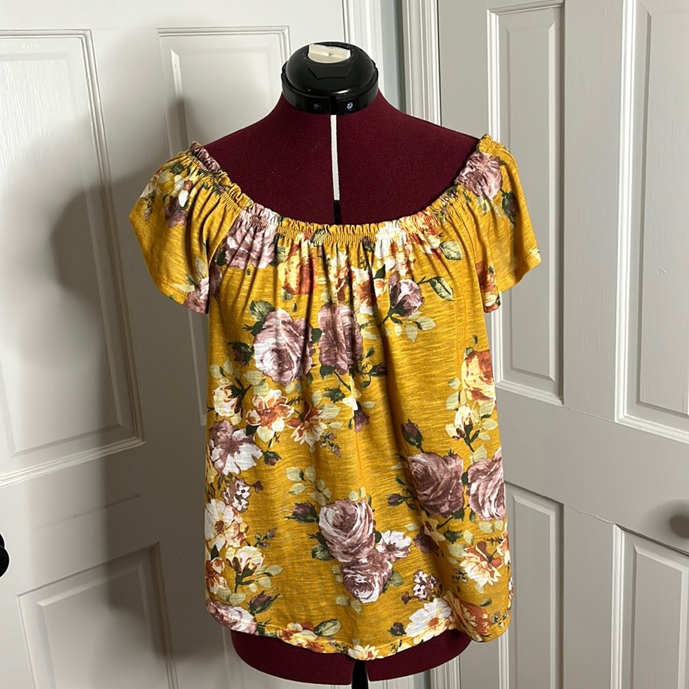 Yellow, Floral, Off the shoulder top